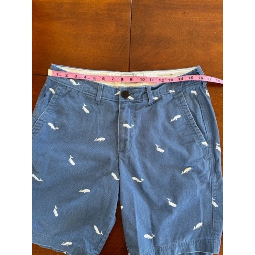 Abercrombie‎ & Fitch Mens Blue Whale Print Chino Shorts Size 32 Preppy Summer